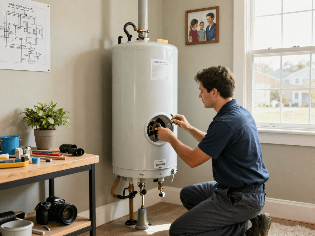 Water heater repair Fort Worth by professional technician in home setting, showcasing quality plumbing service.