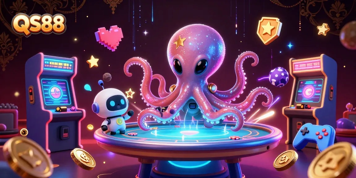 Engage in thrilling gameplay at QS88 with colorful 3D arcade machines and alien-themed poker!