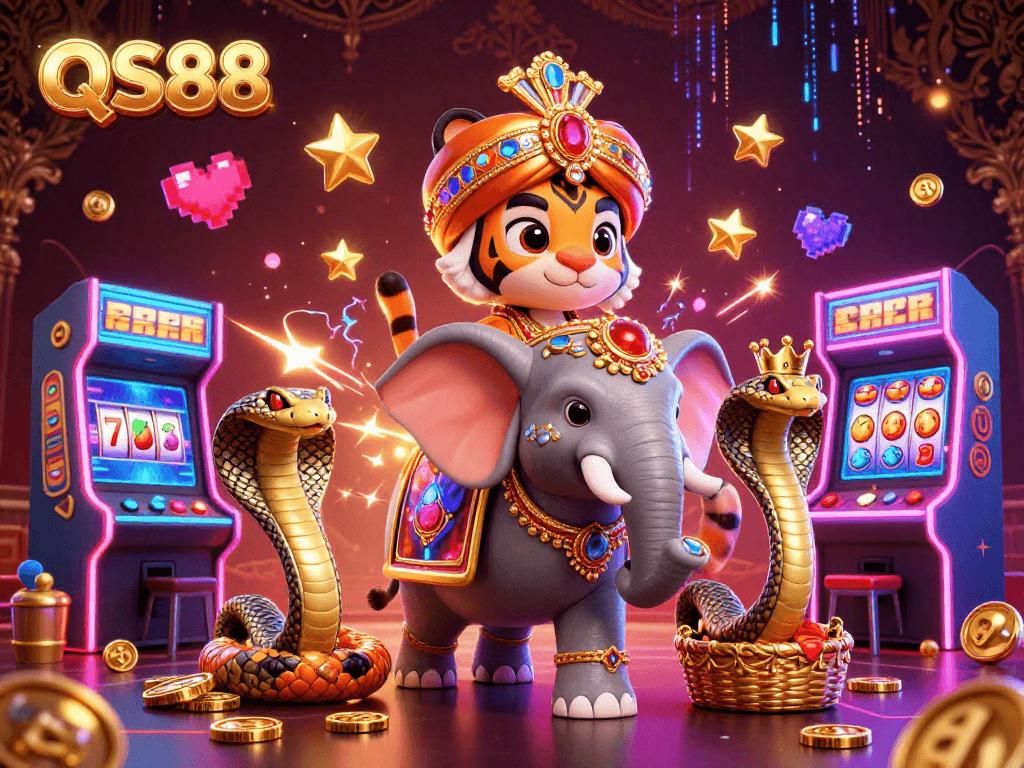 Experience thrilling wins at QS88 Casino with vibrant characters and arcade action.