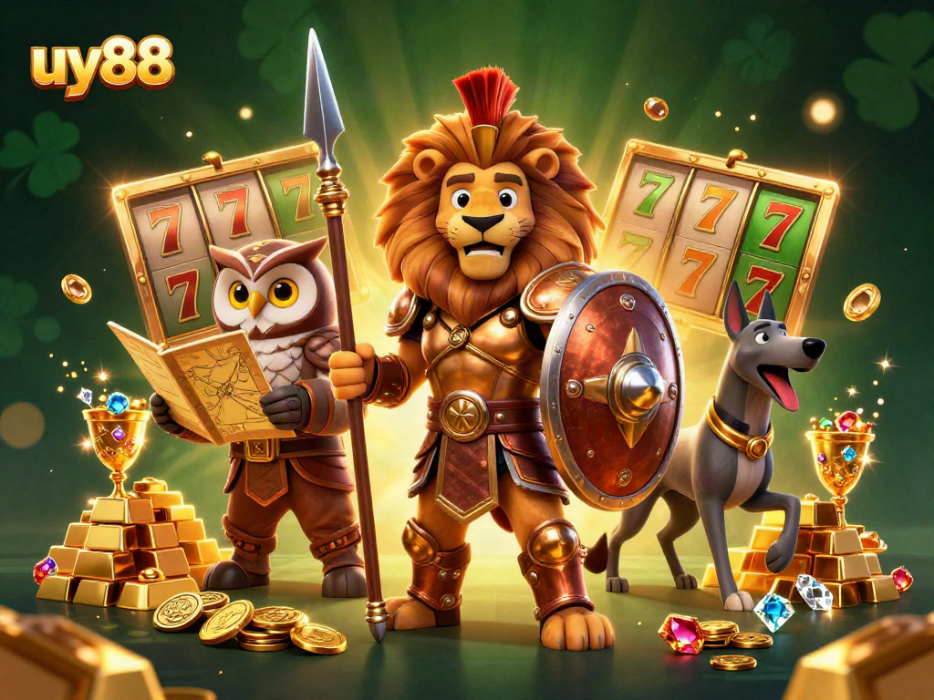 Play thrilling slot games with uy88's exciting features and winning opportunities in this captivating image.