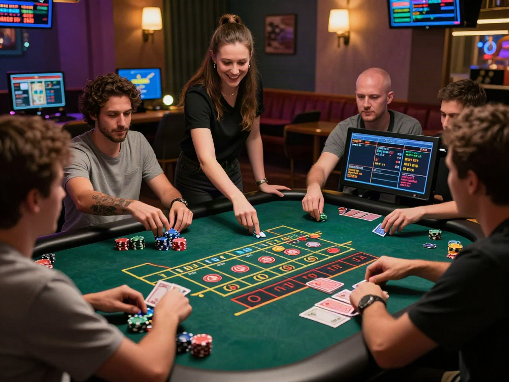 Players enjoying live dealer games at sin88 nhà cái, vibrant casino atmosphere
