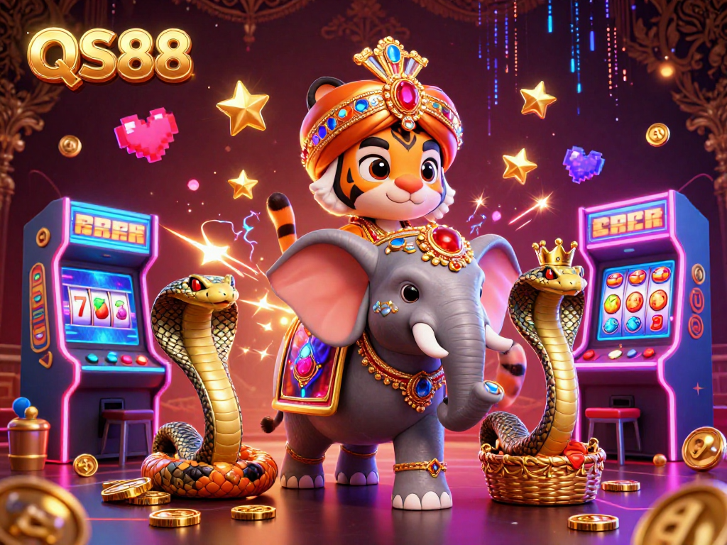 Experience thrilling wins at QS88 Casino with vibrant characters and arcade action.