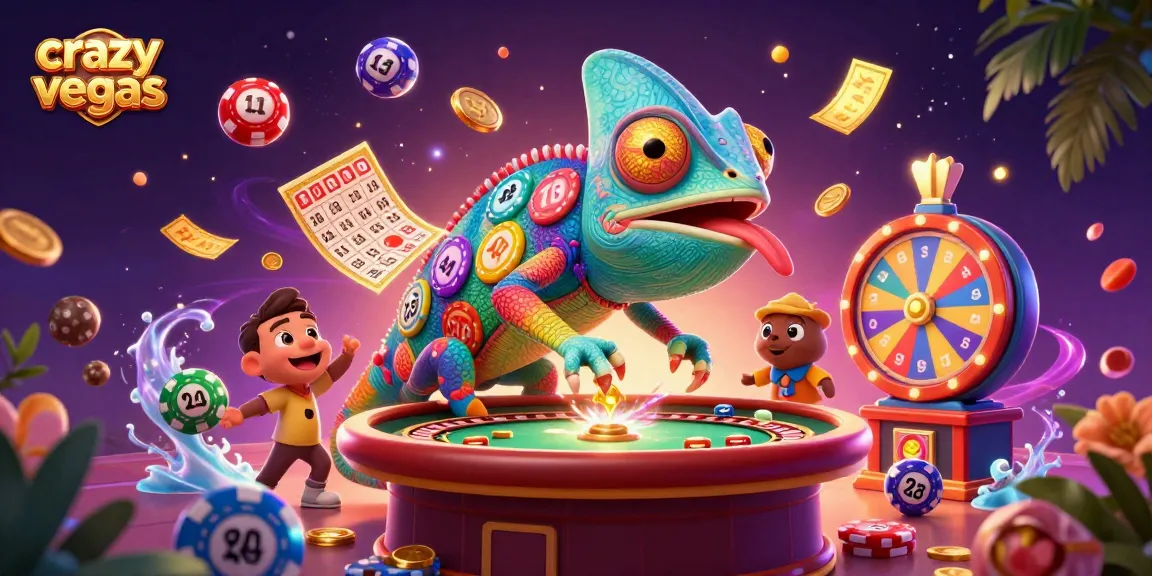 Experience the excitement with crazyvegas chameleon casino owner amidst colorful lottery elements.