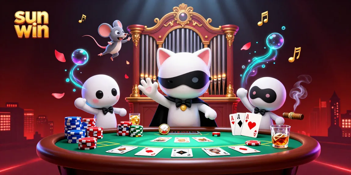 Experience the thrilling ambiance of sun win's online casino with vibrant characters and dynamic game elements.